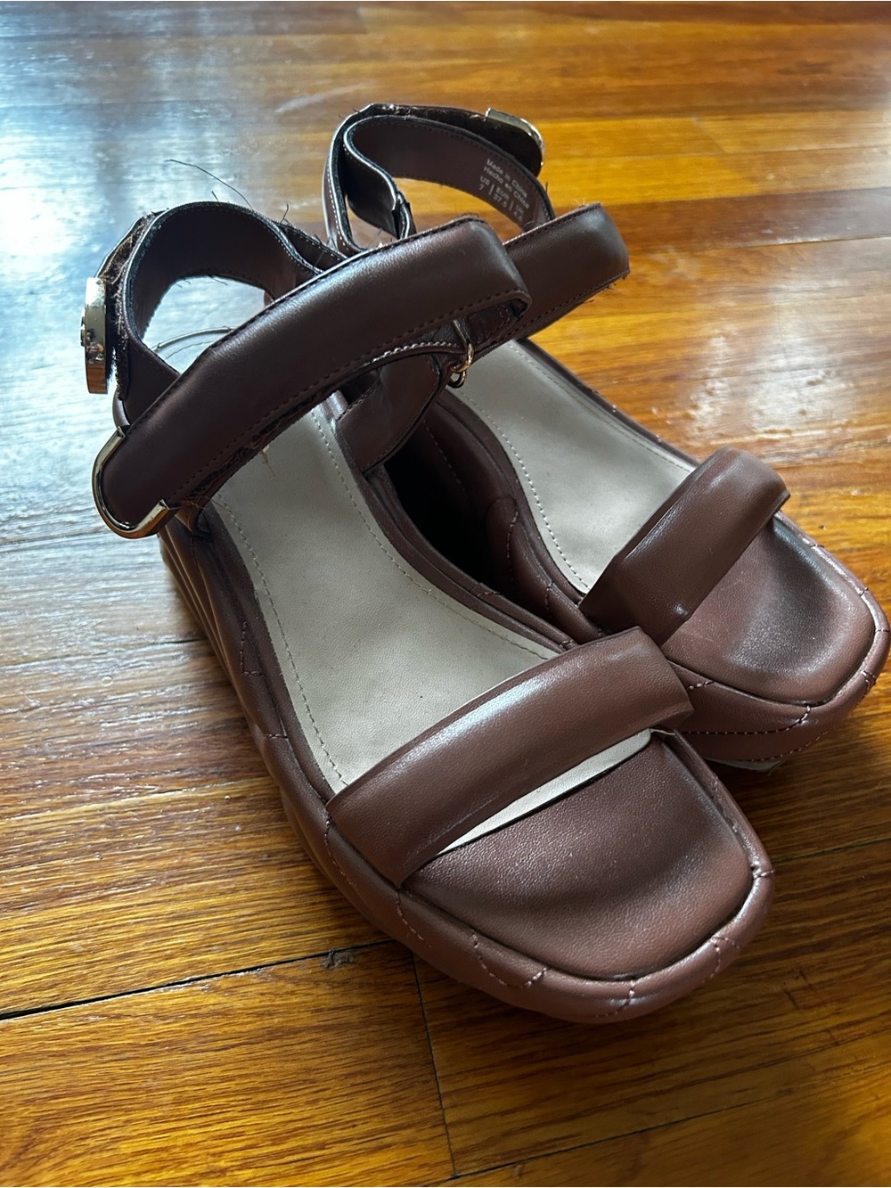 Aldo Tan Leather Platform Sandals with Ankle Strap
